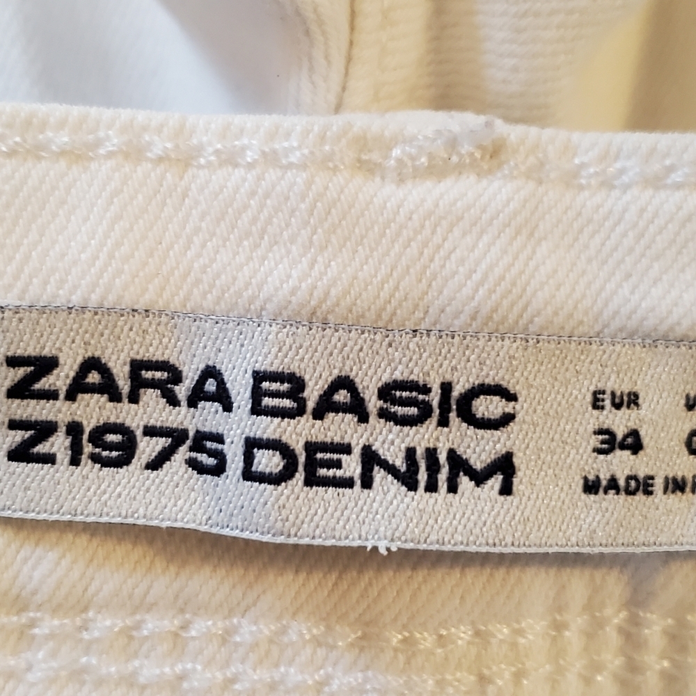ZARA Basic  white distressed raw hem jeans White Size 2 - Picture 4 of 10